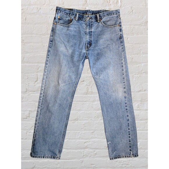 Mens Levis 505 Regular Fit Straight Leg Jeans Mens 38x32 Western Farm - Picture 2 of 10